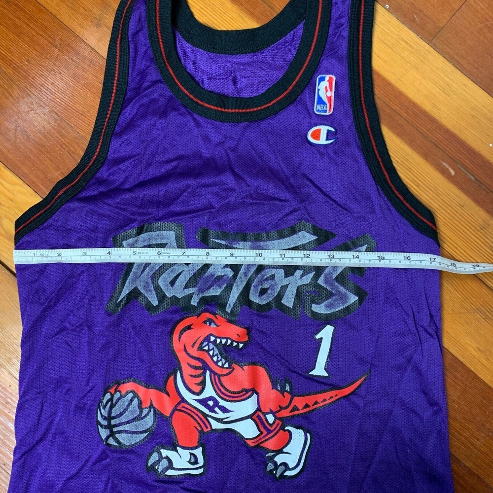 Champion NBA Raptors Jersey Tank Top Purple #1 Made in USA Nylon Mens Size SM - Picture 5 of 5
